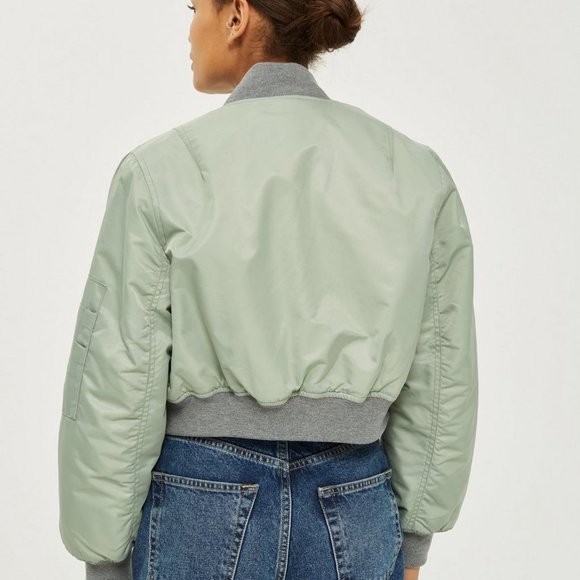 Topshop Petite Cropped Bomber Jacket - Picture 2 of 5